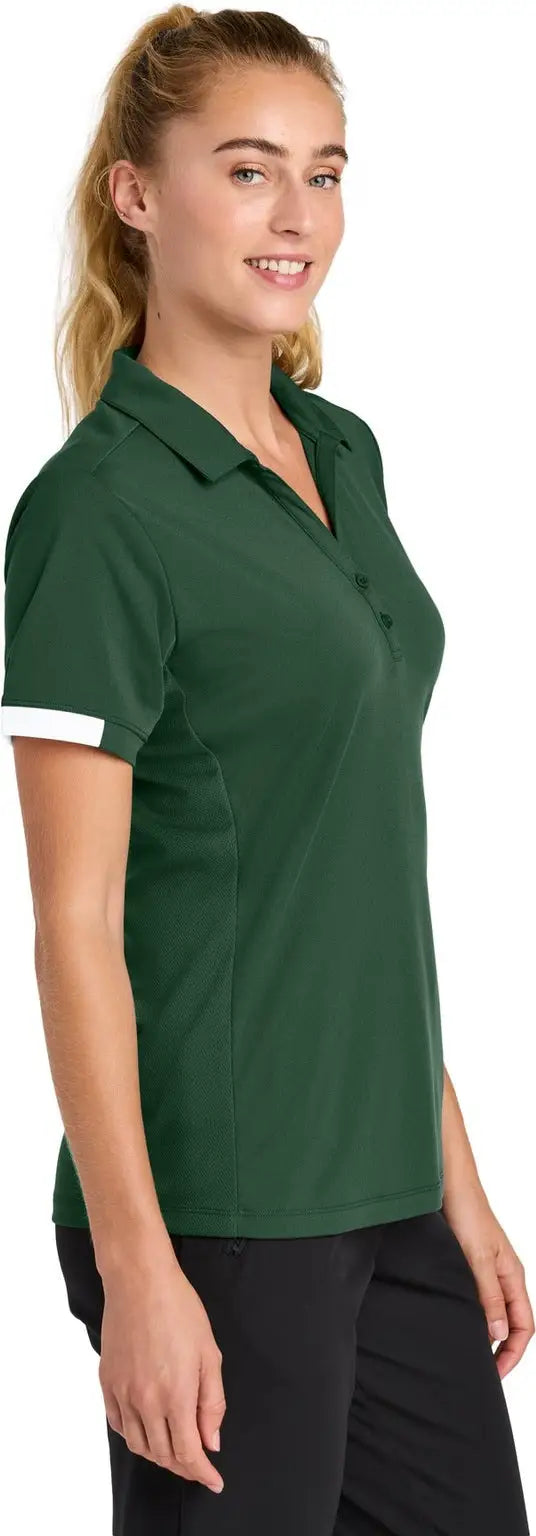 Sport-tek Lst444 Women’s Club Colorblock Polo - Forest Green White