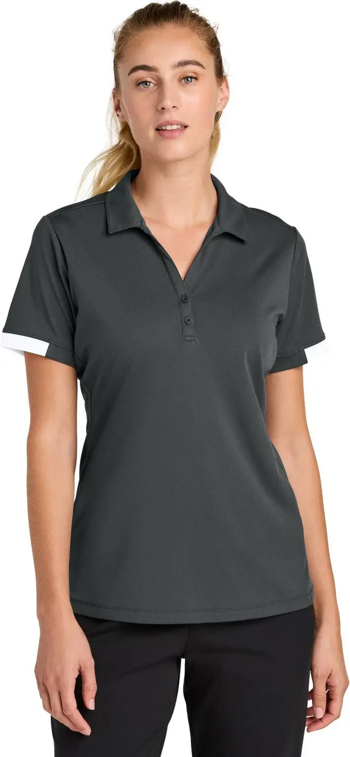 Sport-tek Lst444 Women’s Club Colorblock Polo - Iron Gray White - Gray/ / Ladies Xs