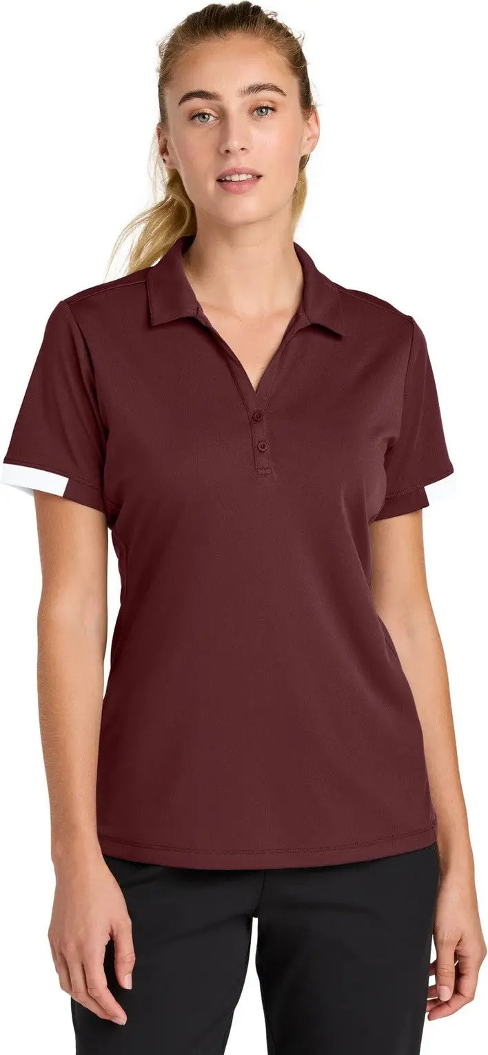 Sport-tek Lst444 Women’s Club Colorblock Polo - Maroon White