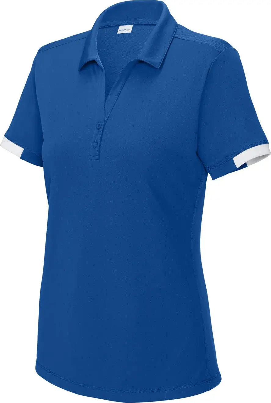 Sport-tek Lst444 Women’s Club Colorblock Polo - True Royal White