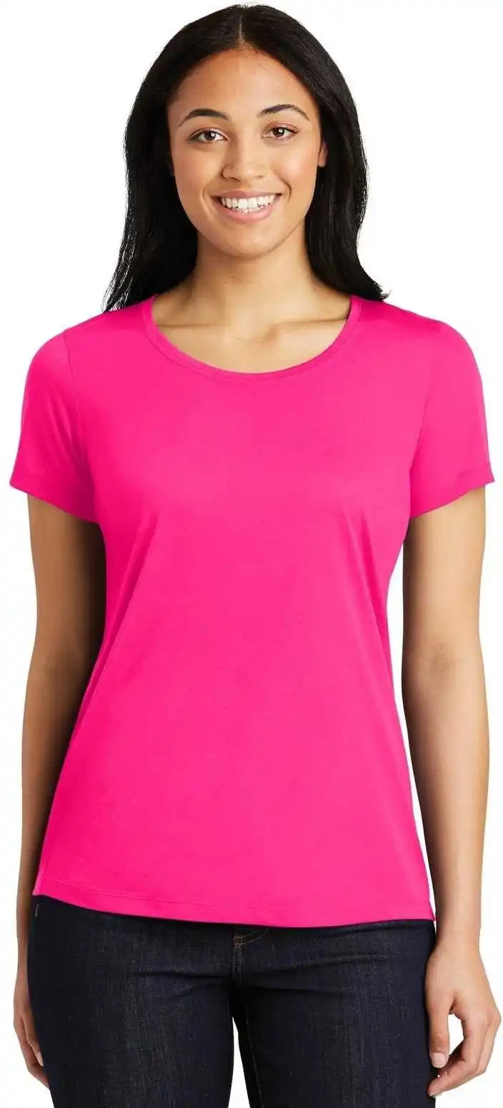 Sport-tek Lst450 Ladies Posicharge Competitor Cotton Touch Scoop Neck Tee - Neon Pink