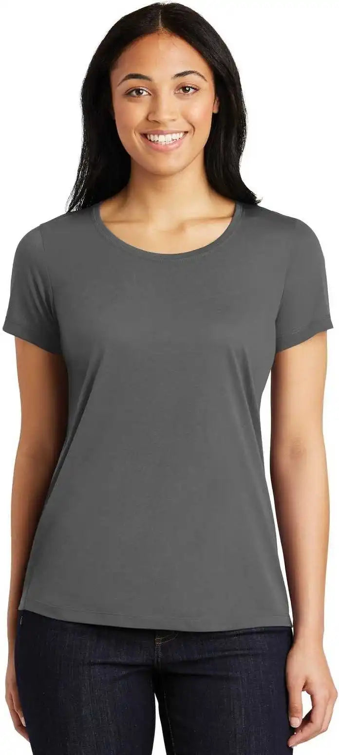 Sport-tek Lst450 Ladies Posicharge Competitor Cotton Touch Scoop Neck Tee - Dark Smoke Gray