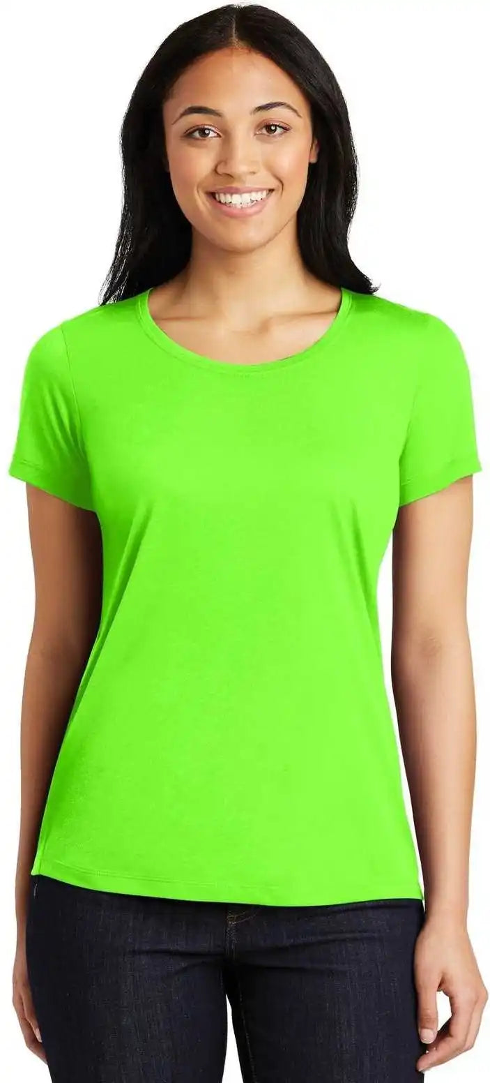 Sport-tek Lst450 Ladies Posicharge Competitor Cotton Touch Scoop Neck Tee - Neon Green