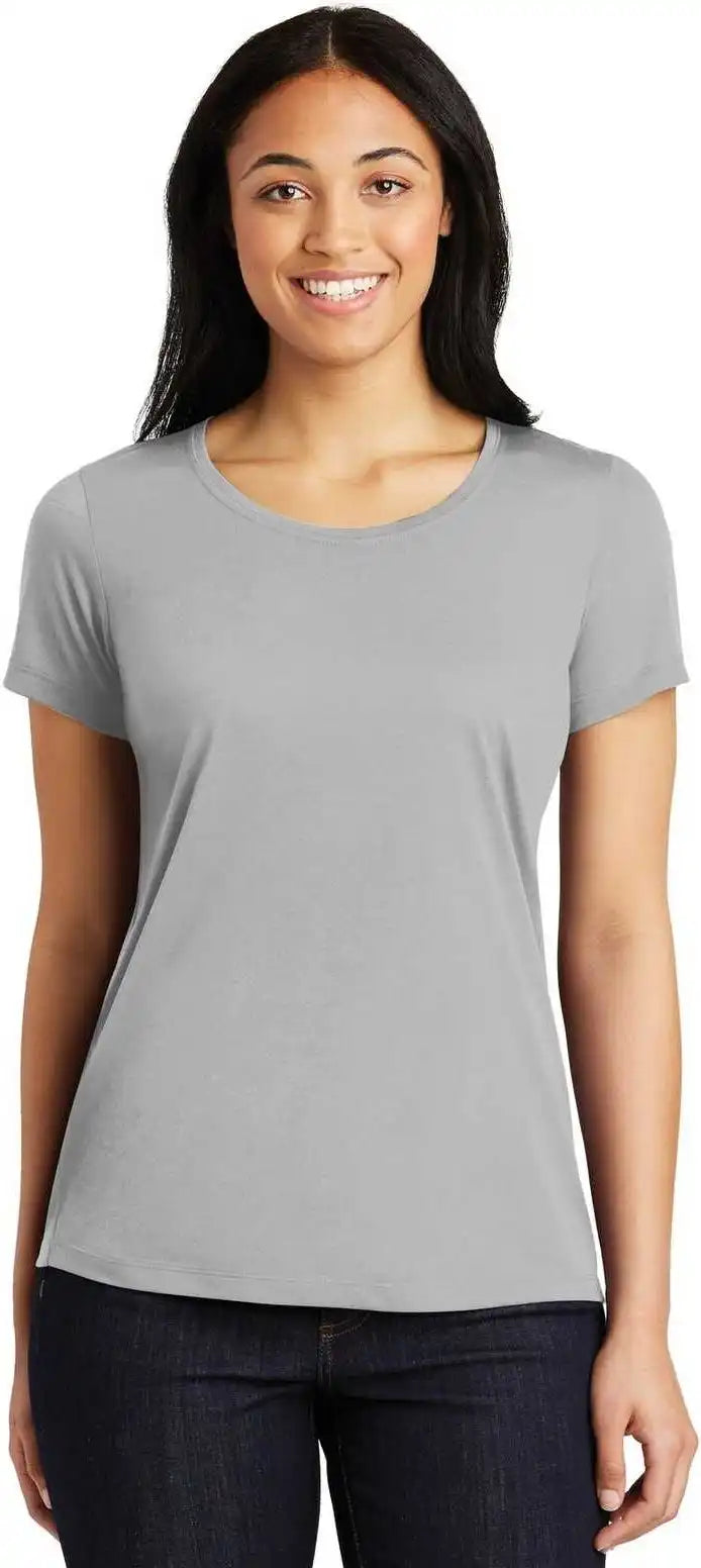 Sport-tek Lst450 Ladies Posicharge Competitor Cotton Touch Scoop Neck Tee - Silver