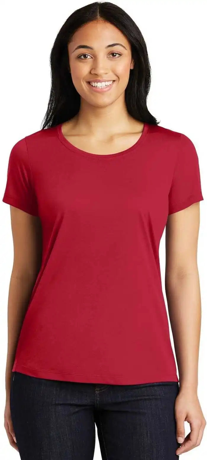 Sport-tek Lst450 Ladies Posicharge Competitor Cotton Touch Scoop Neck Tee - Deep Red