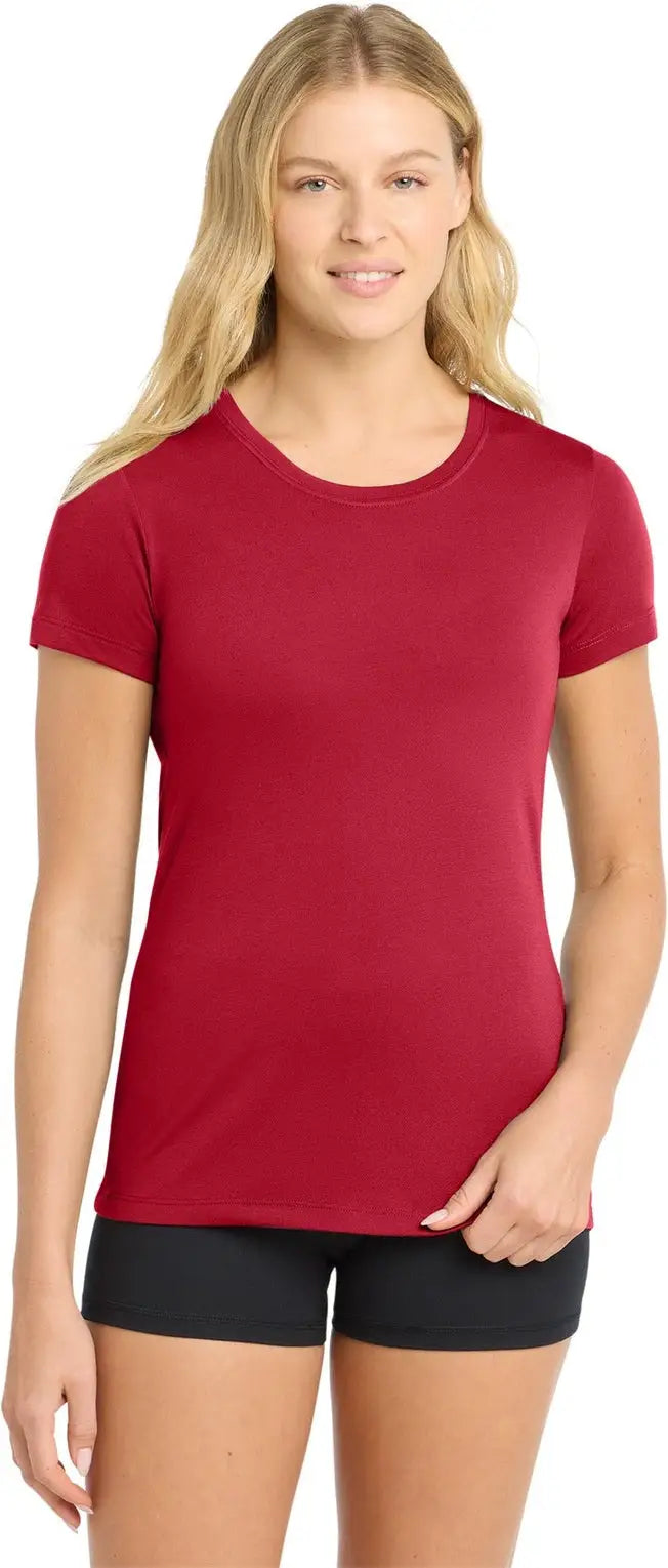 Sport-tek Lst450 Women’s Posicharge Competitor Cotton Touch Scoop Neck Tee - Deep Red - Ladies Xs