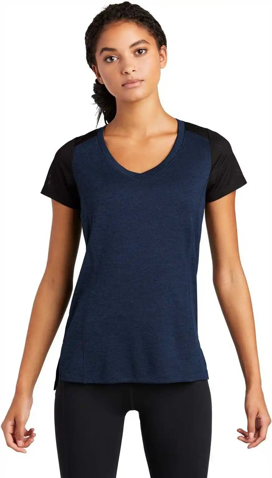 Sport-tek Lst465 Ladies Endeavor Tee - Dark Royal Heather Black
