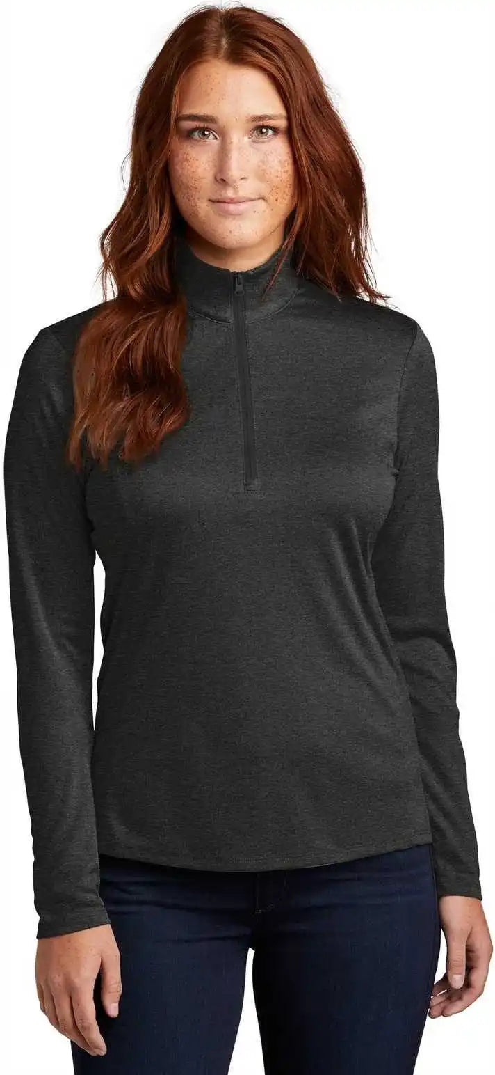 Sport Tek Lst469 Ladies Endeavor 1/4 Zip Pullover Black Heather