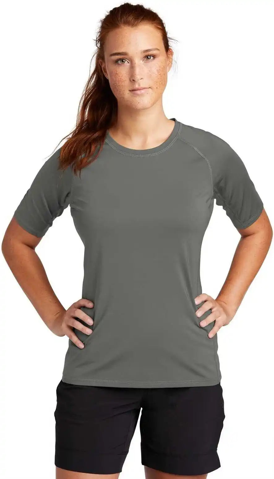 Sport-tek Lst470 Ladies Rashguard Tee - Dark Smoke Gray
