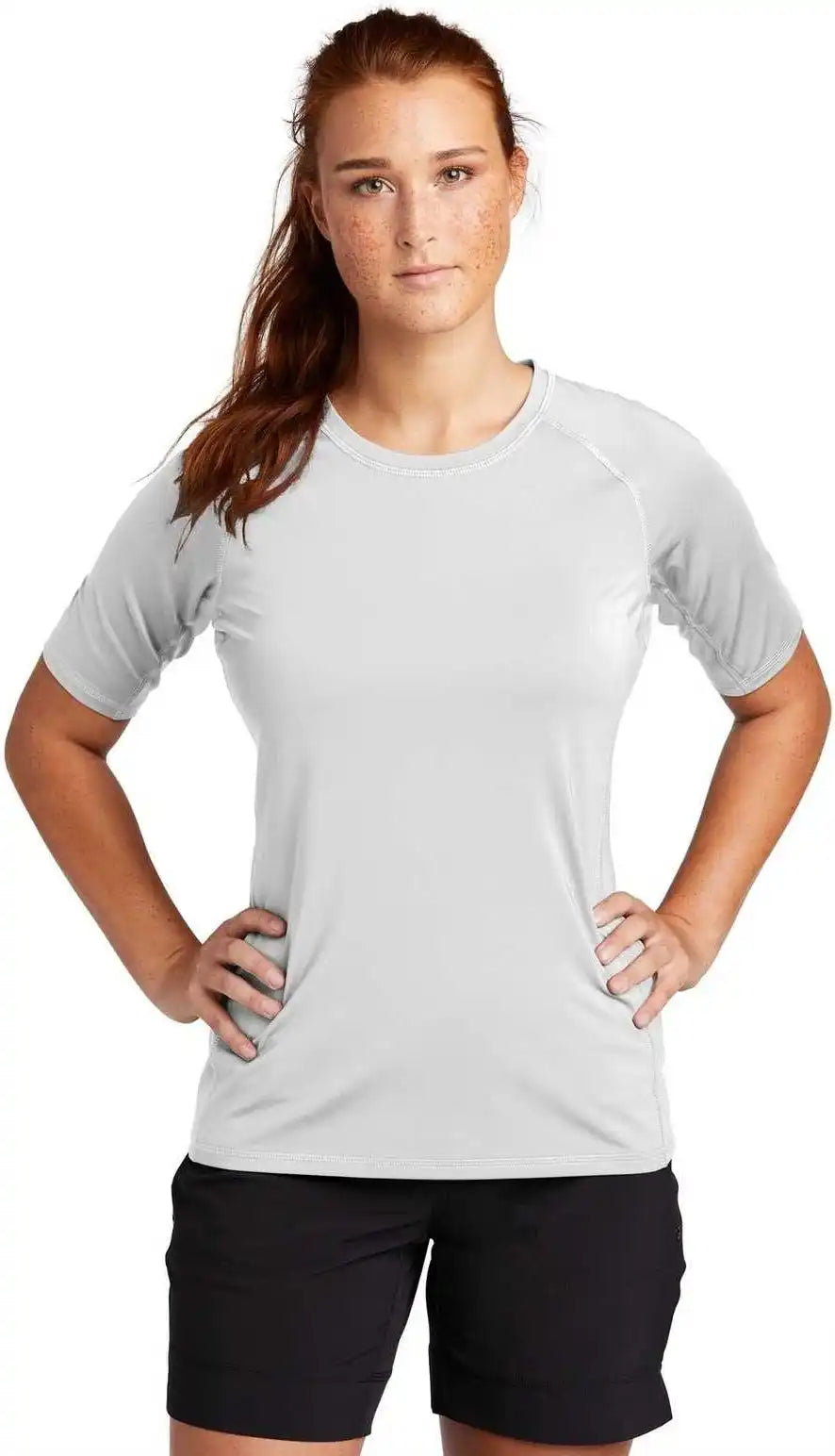 Sport-tek Lst470 Ladies Rashguard Tee - White