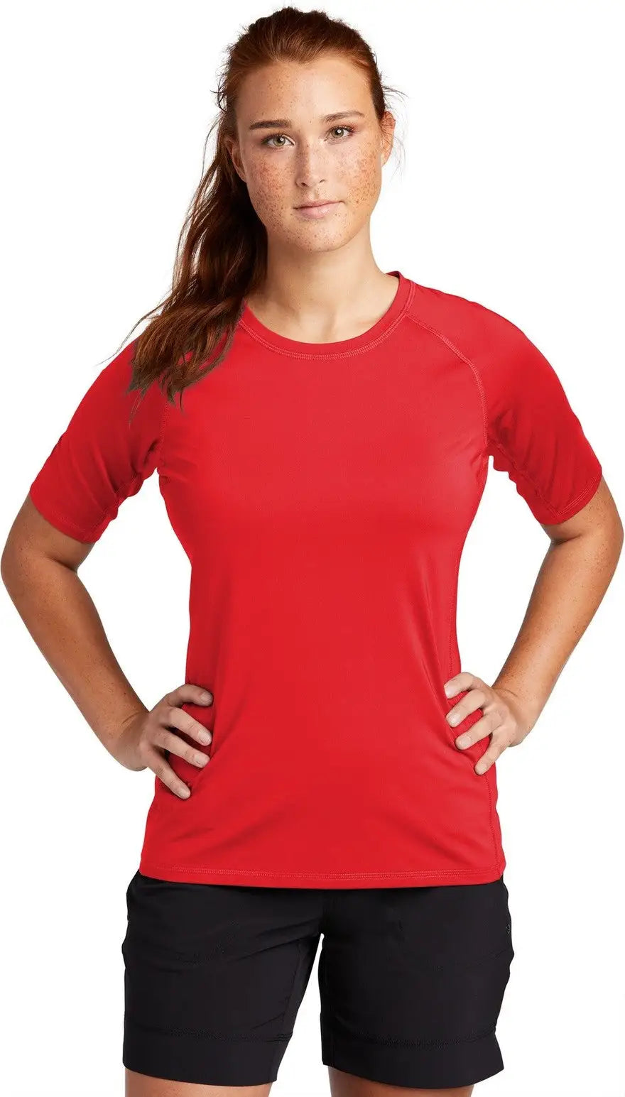 Sport-tek Lst470 Women’s Rashguard Tee - True Red - Ladies Xs
