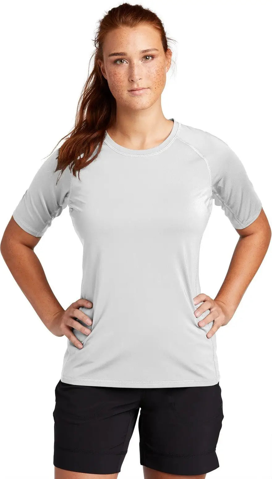 Sport-tek Lst470 Women’s Rashguard Tee - White - Ladies Xs