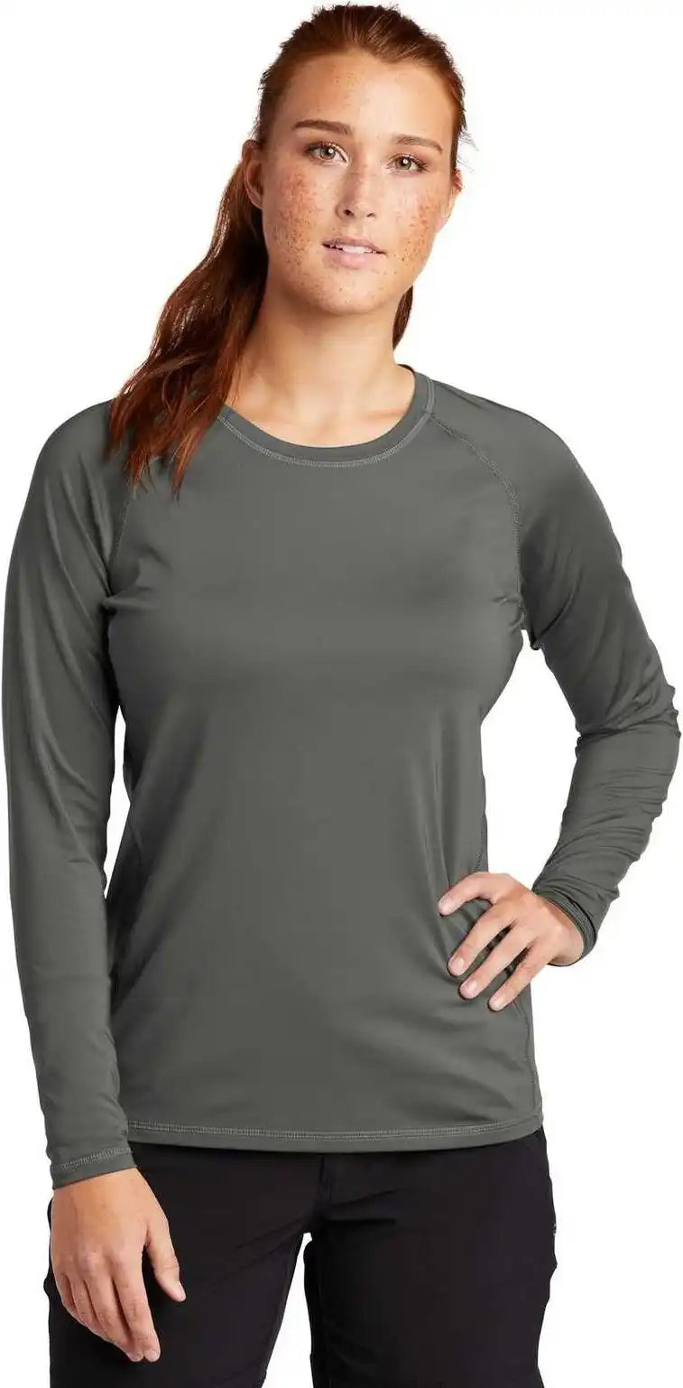 Sport Tek Lst470ls Ladies Long Sleeve Rashguard Tee Dark Smoke Gray