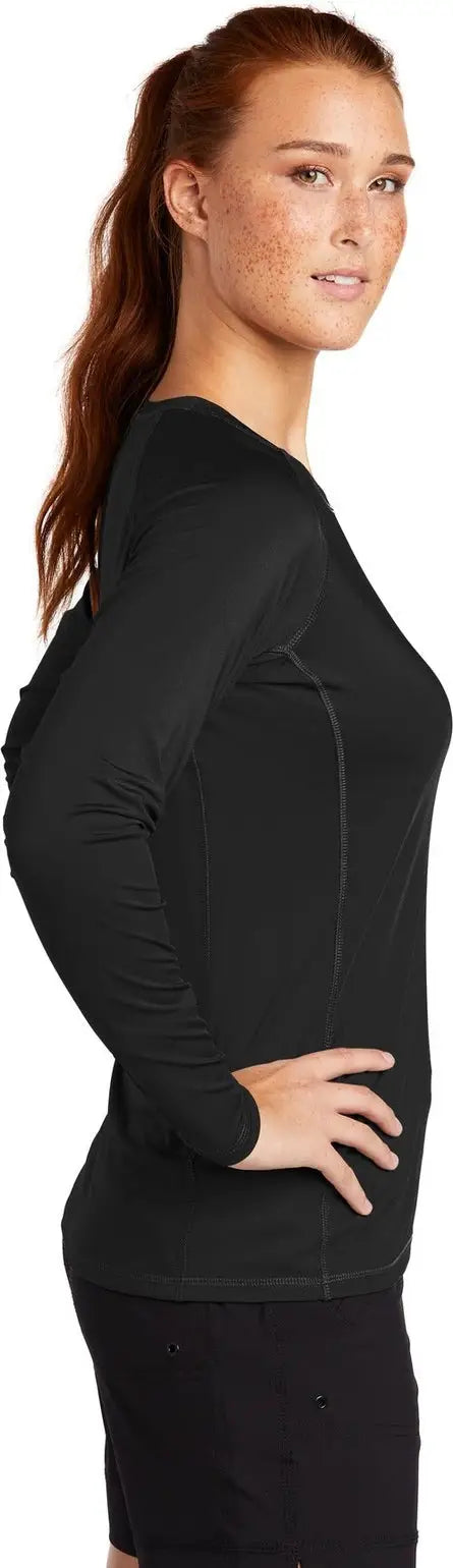 Sport-tek Lst470ls Women’s Long Sleeve Rashguard Tee - Black