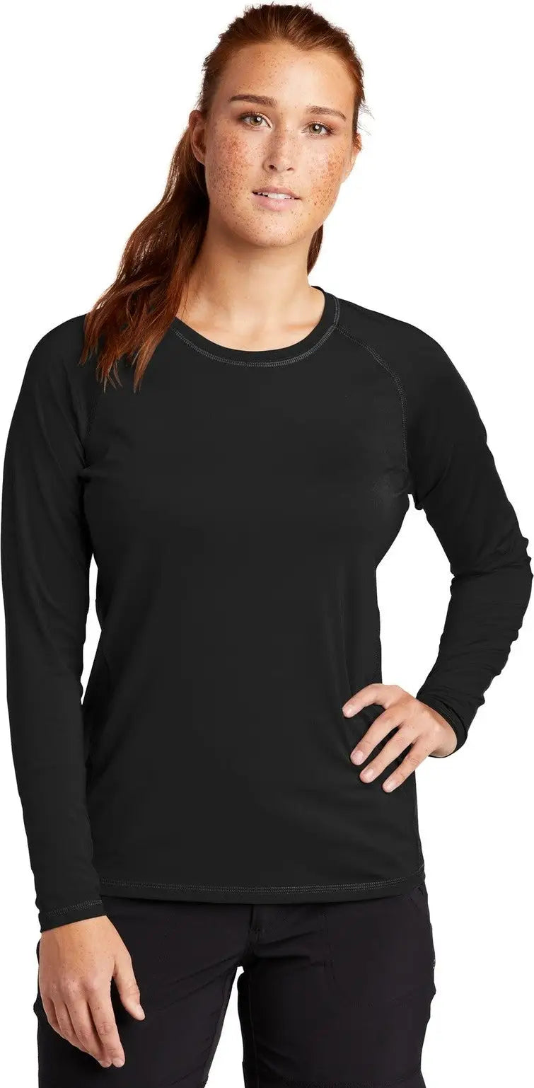 Sport-tek Lst470ls Women’s Long Sleeve Rashguard Tee - Black - Ladies Xs