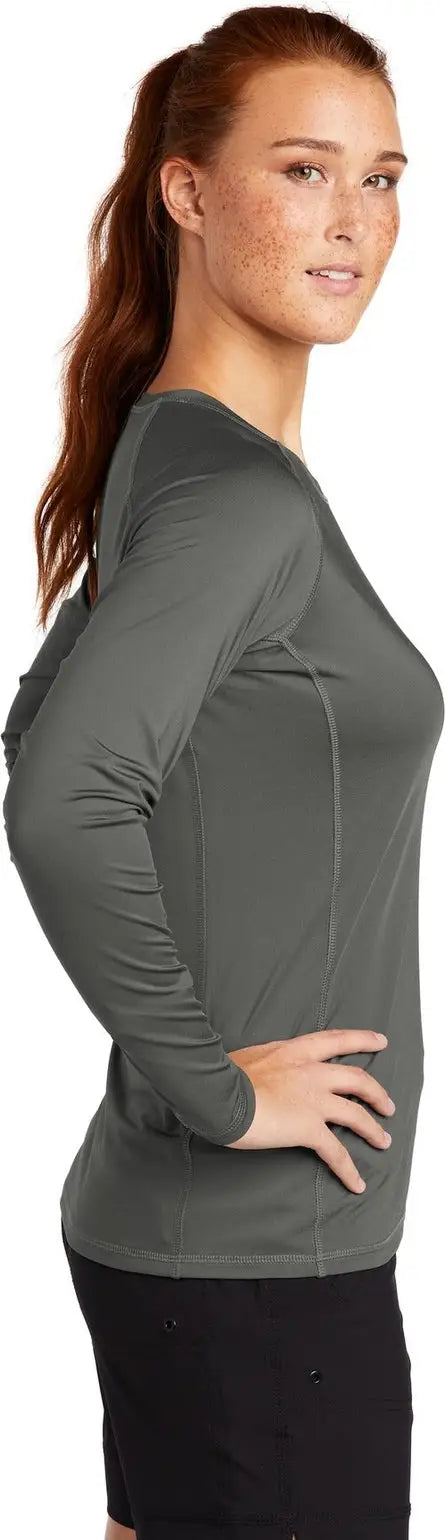 Sport-tek Lst470ls Women’s Long Sleeve Rashguard Tee - Dark Smoke Gray
