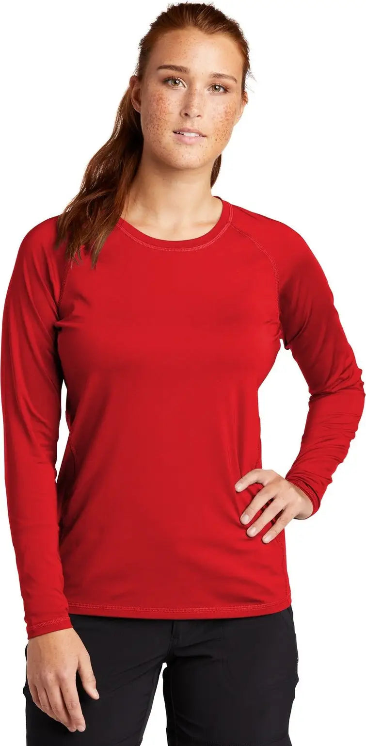 Sport-tek Lst470ls Women’s Long Sleeve Rashguard Tee - True Red - Ladies Xs