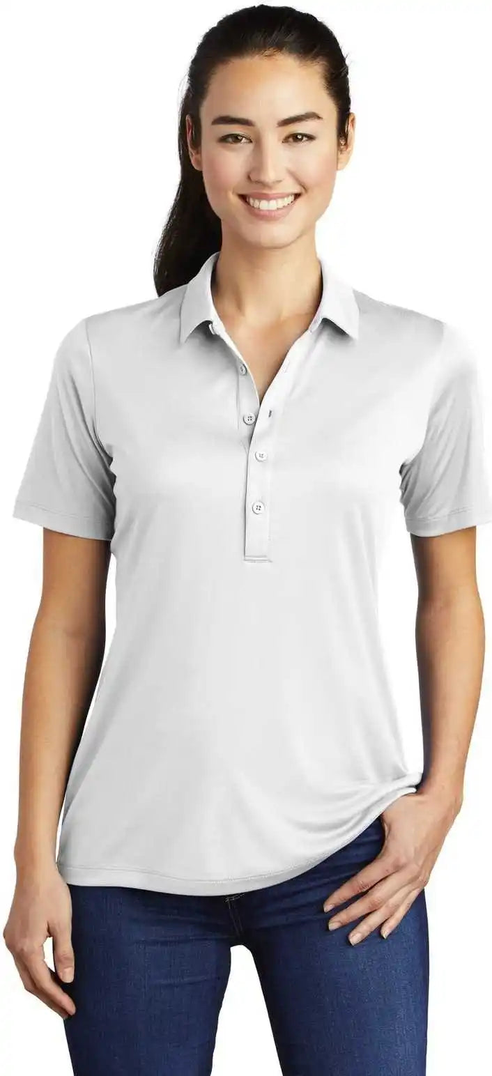 Sport-tek Lst520 Ladies Posi-uv Pro Polo - White