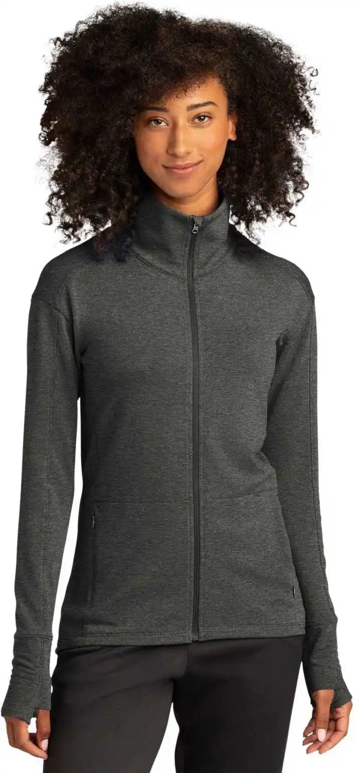 Sport Tek Lst560 Ladies Wick Flex Fleece Full Zip Dark Gray Heather