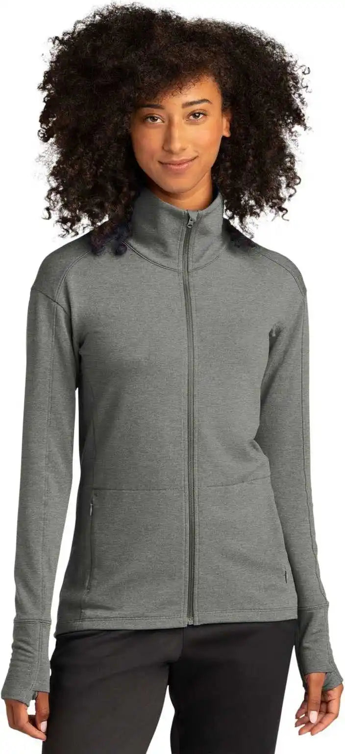 Sport Tek Lst560 Ladies Wick Flex Fleece Full Zip Light Gray Heather