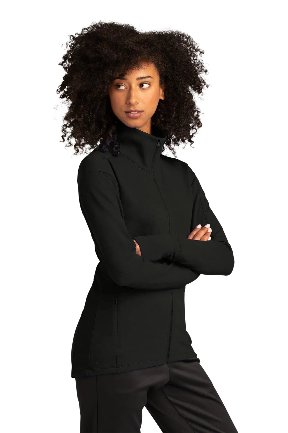 Sport-tek Lst560 Women’s Sport-wick Flex Fleece Full-zip - Black