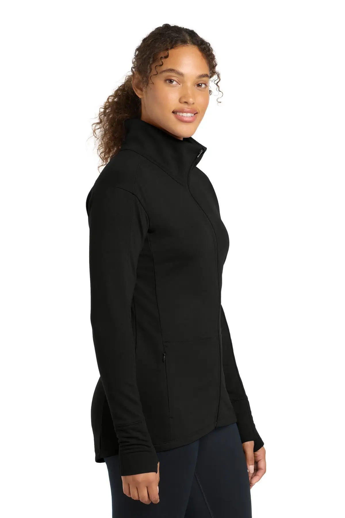 Sport-tek Lst560 Women’s Sport-wick Flex Fleece Full-zip - Black