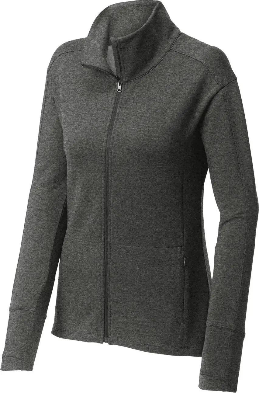 Sport-tek Lst560 Women’s Sport-wick Flex Fleece Full-zip - Dark Gray Heather