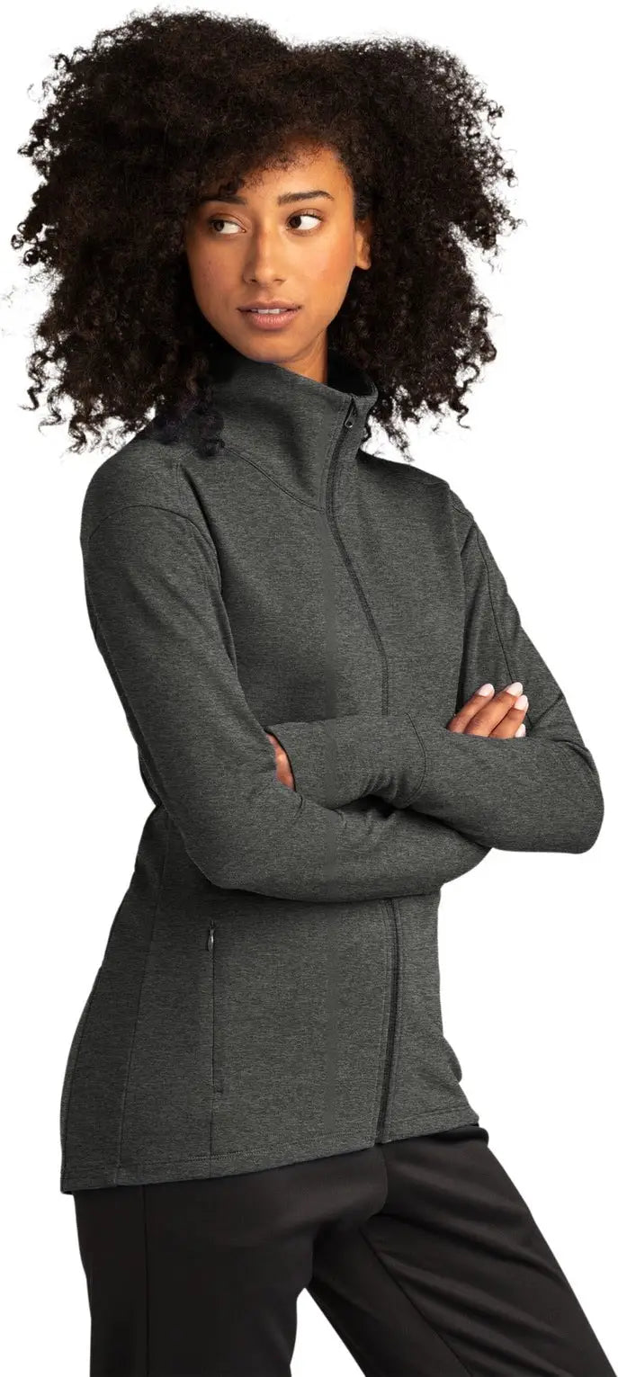 Sport-tek Lst560 Women’s Sport-wick Flex Fleece Full-zip - Dark Gray Heather