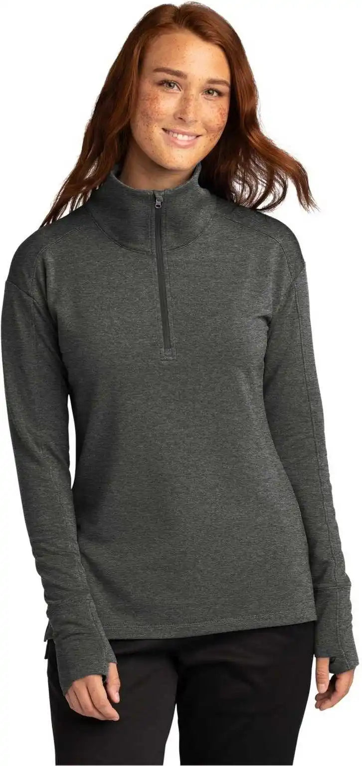 Sport Tek Lst561 Ladies Wick Flex Fleece 1/4 Zip Dark Gray Heather