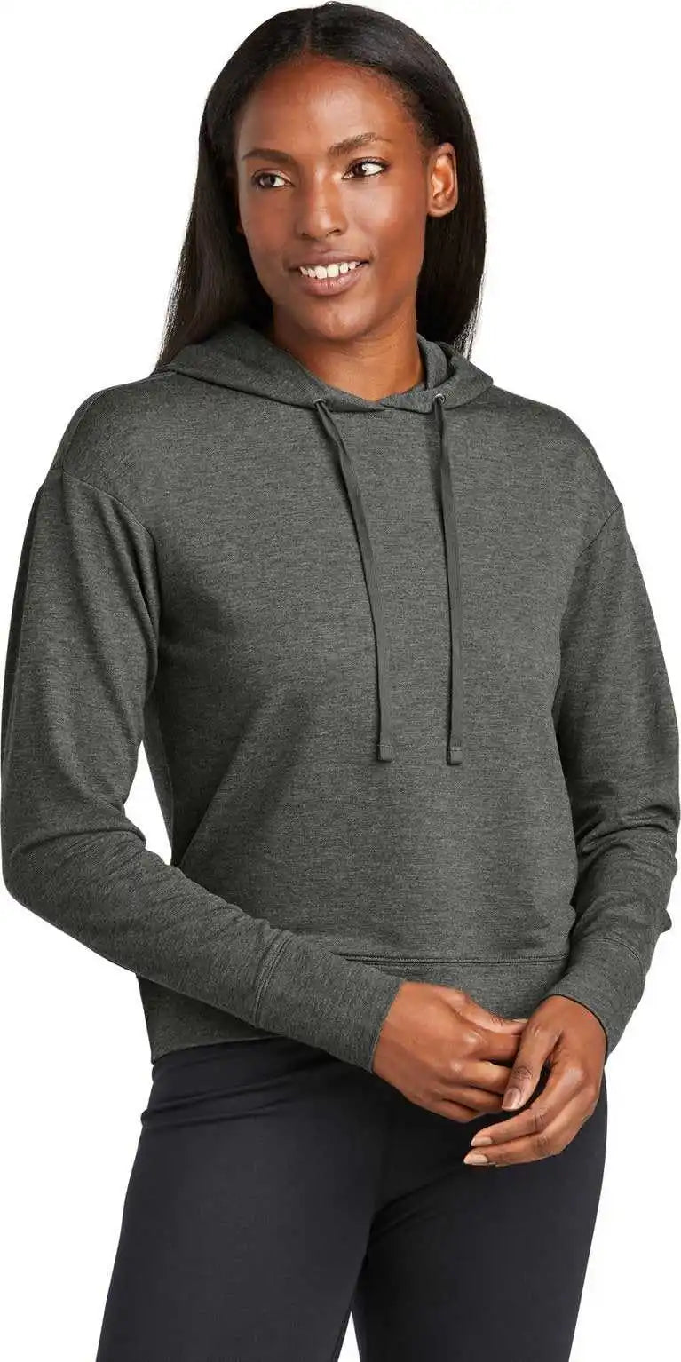 Sport Tek Lst562 Ladies Wick Flex Fleece Pullover Hoodie Dark Grey Heather