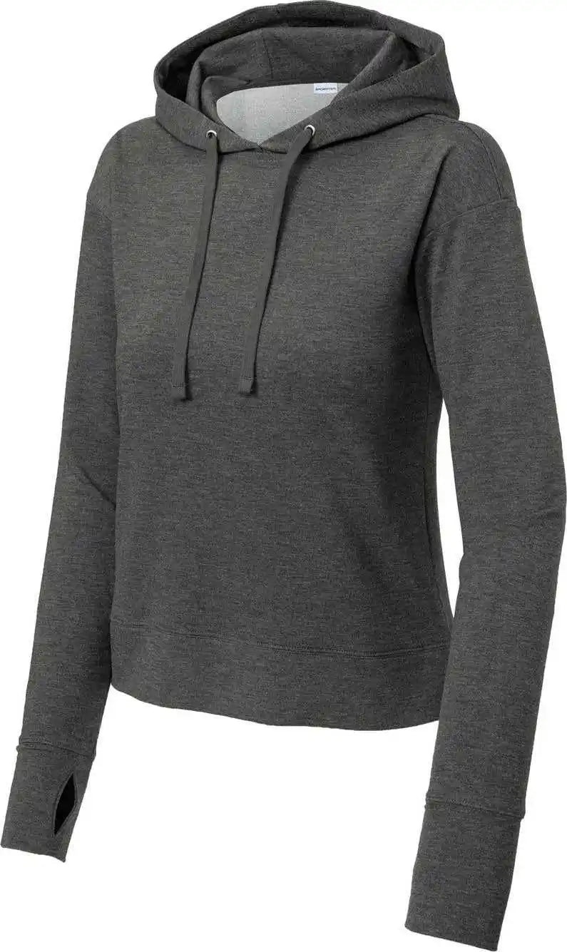 Sport Tek Lst562 Ladies Wick Flex Fleece Pullover Hoodie Dark Grey Heather