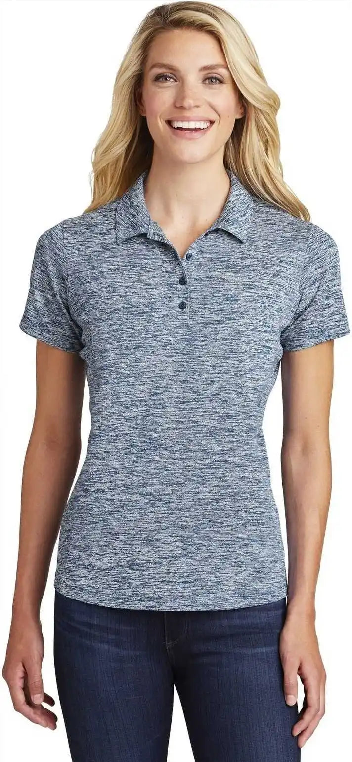 Sport-tek Lst590 Ladies Posicharge Electric Heather Polo - True Navy