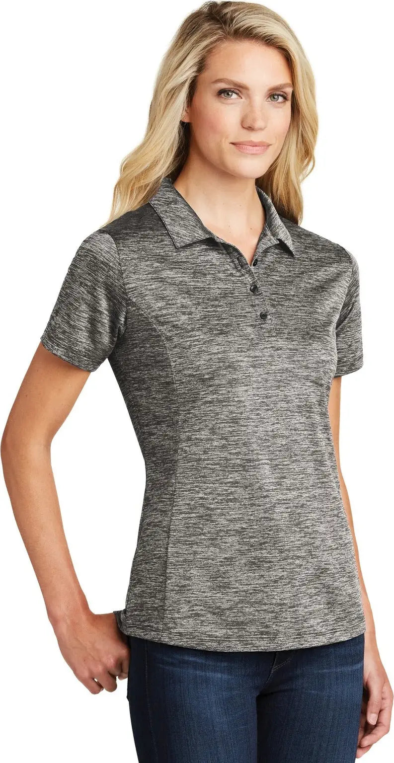 Sport-tek Lst590 Women’s Posicharge Electric Heather Polo - Black