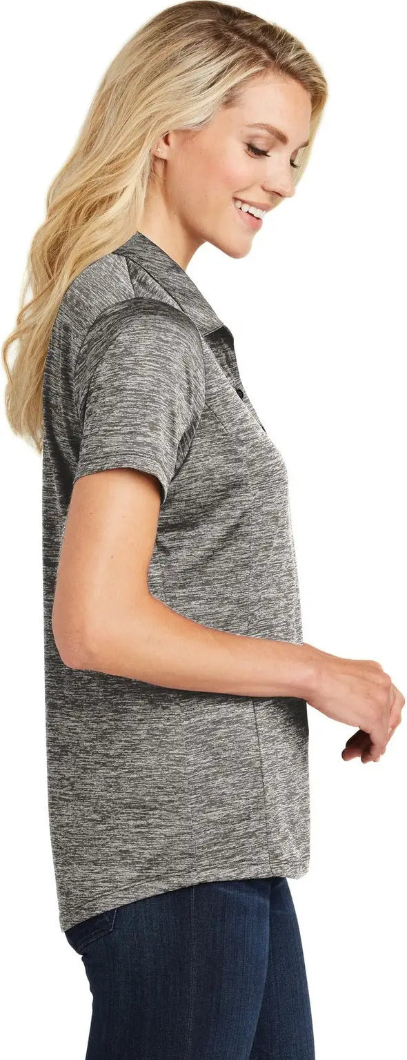 Sport-tek Lst590 Women’s Posicharge Electric Heather Polo - Black