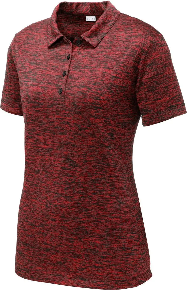 Sport-tek Lst590 Women’s Posicharge Electric Heather Polo - Deep Red Black