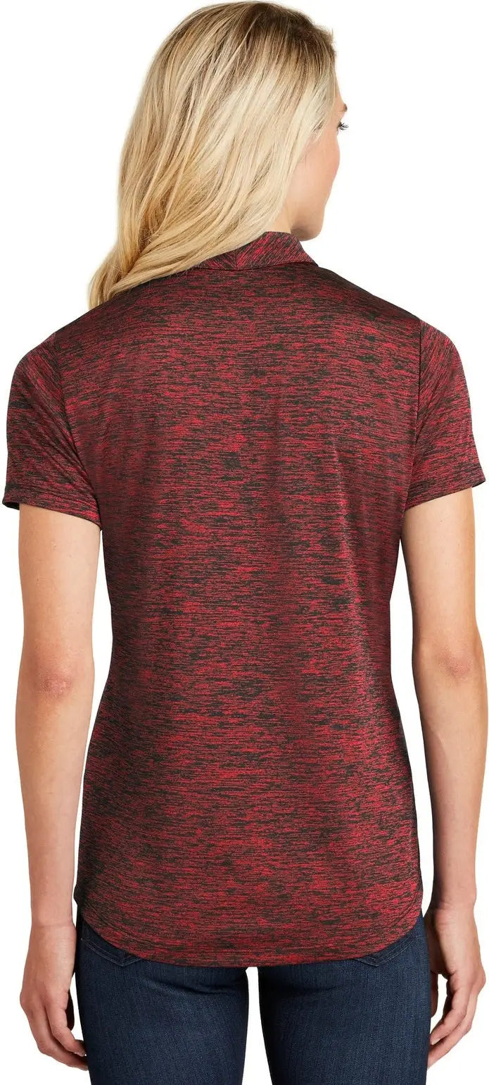 Sport-tek Lst590 Women’s Posicharge Electric Heather Polo - Deep Red Black