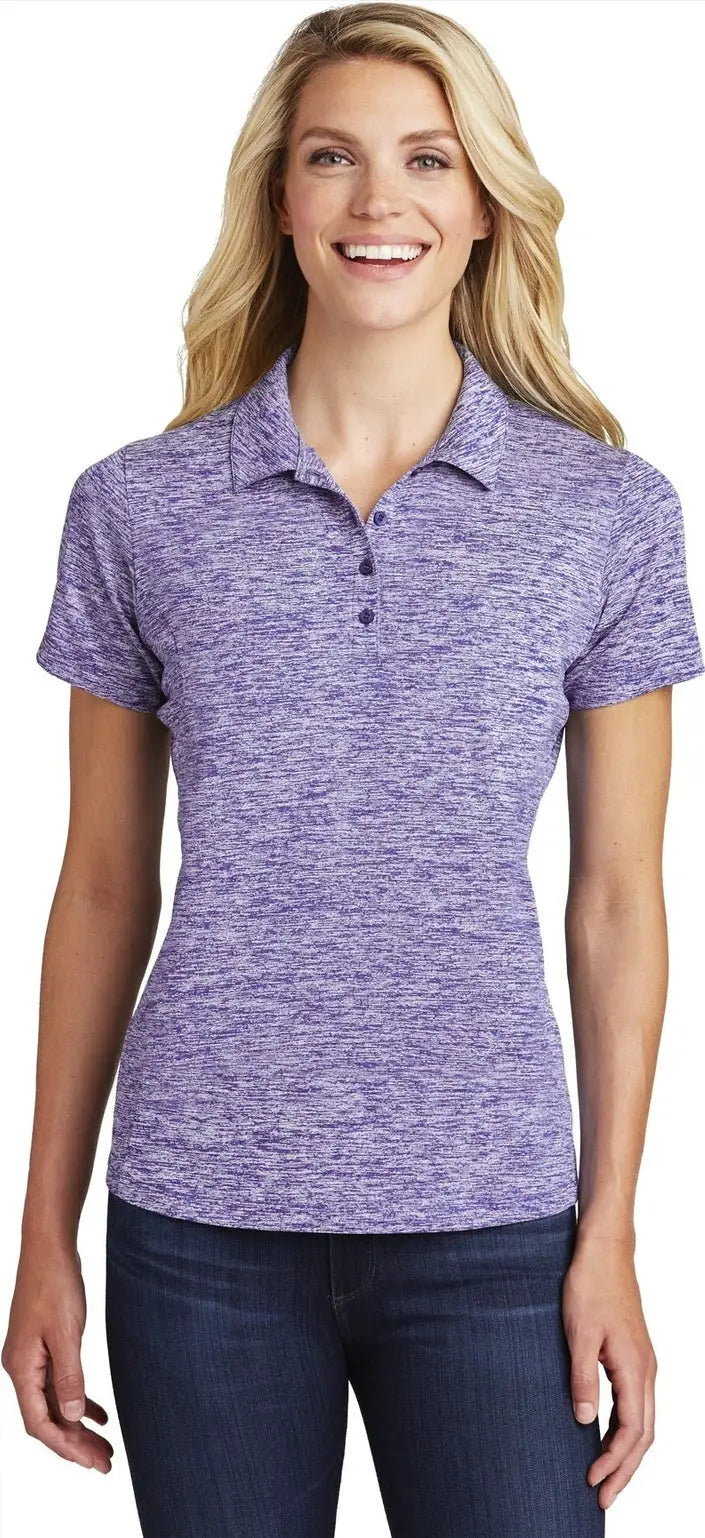 Sport-tek Lst590 Women’s Posicharge Electric Heather Polo - Purple - Ladies Xs
