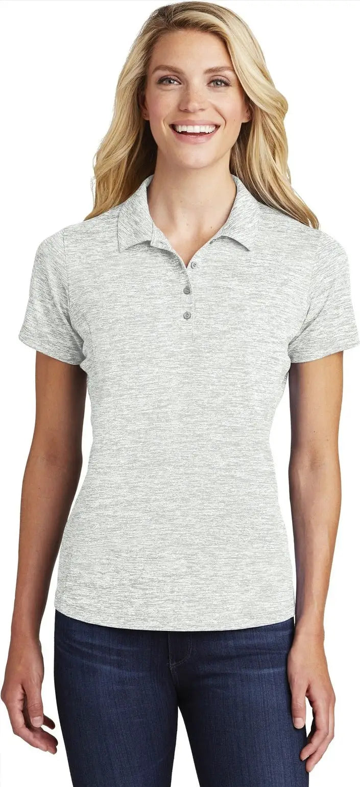 Sport-tek Lst590 Women’s Posicharge Electric Heather Polo - Silver - Ladies Xs