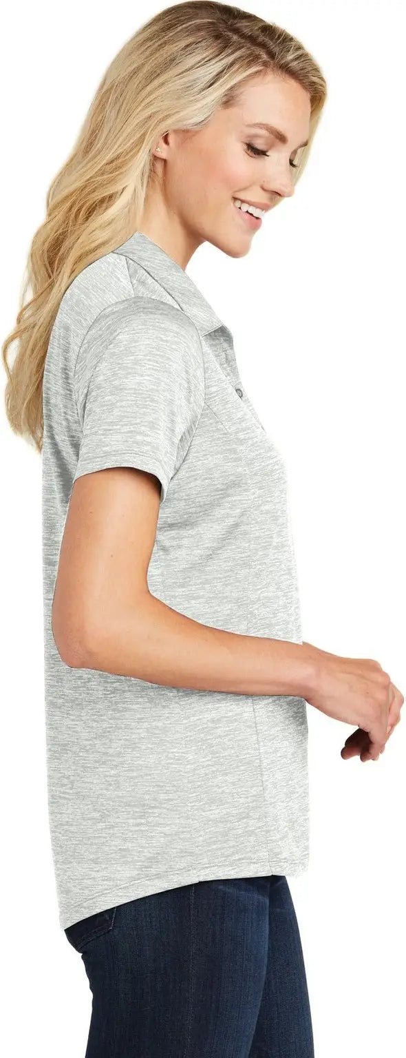 Sport-tek Lst590 Women’s Posicharge Electric Heather Polo - Silver