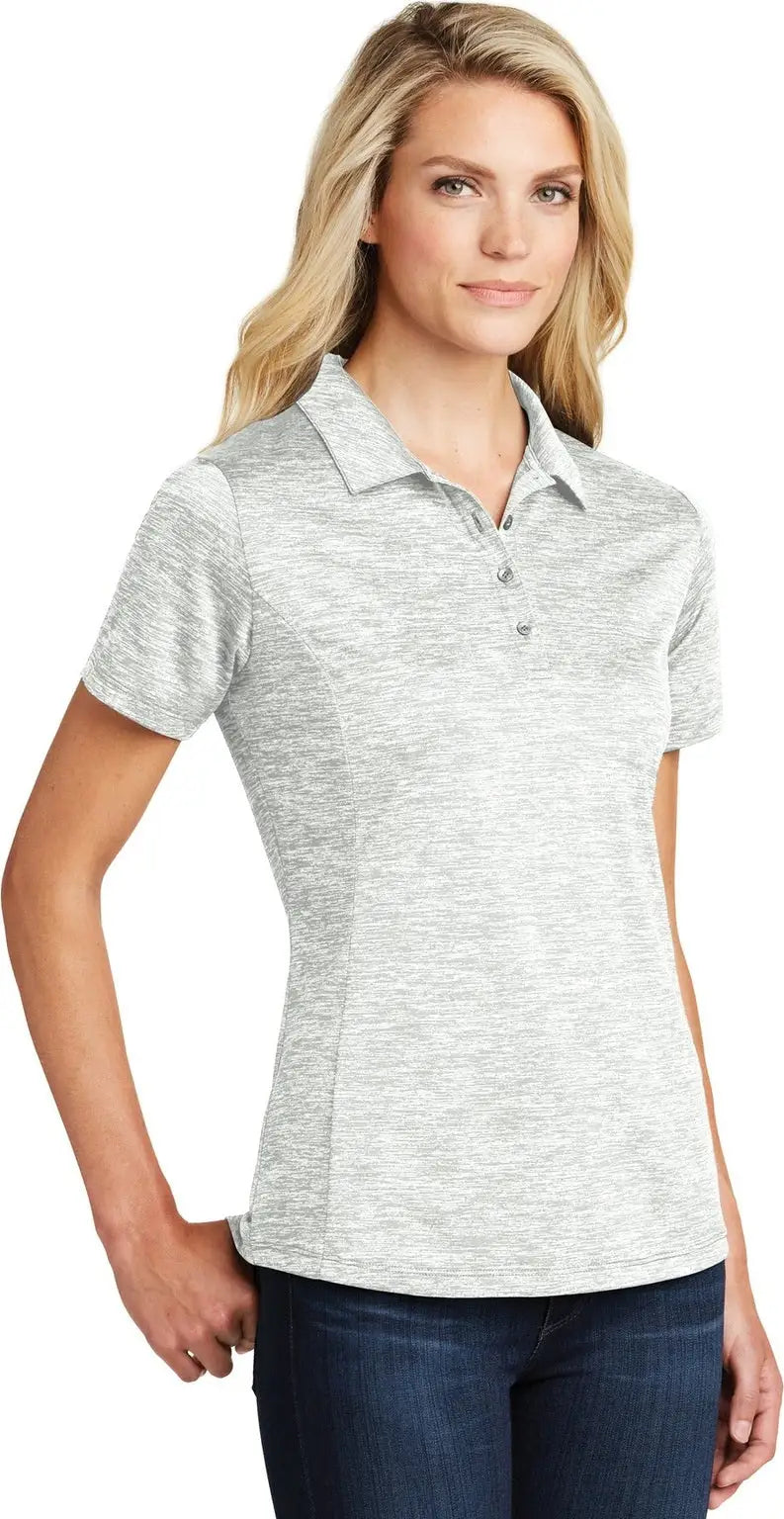 Sport-tek Lst590 Women’s Posicharge Electric Heather Polo - Silver