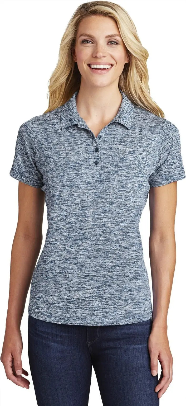 Sport-tek Lst590 Women’s Posicharge Electric Heather Polo - True Navy - Ladies Xs