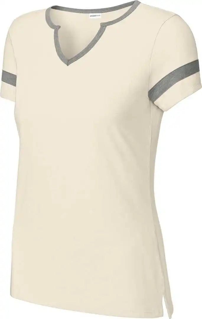 Sport Tek Lst6041 Ladies Halftime Notch Neck Tee Ecru/vtgh