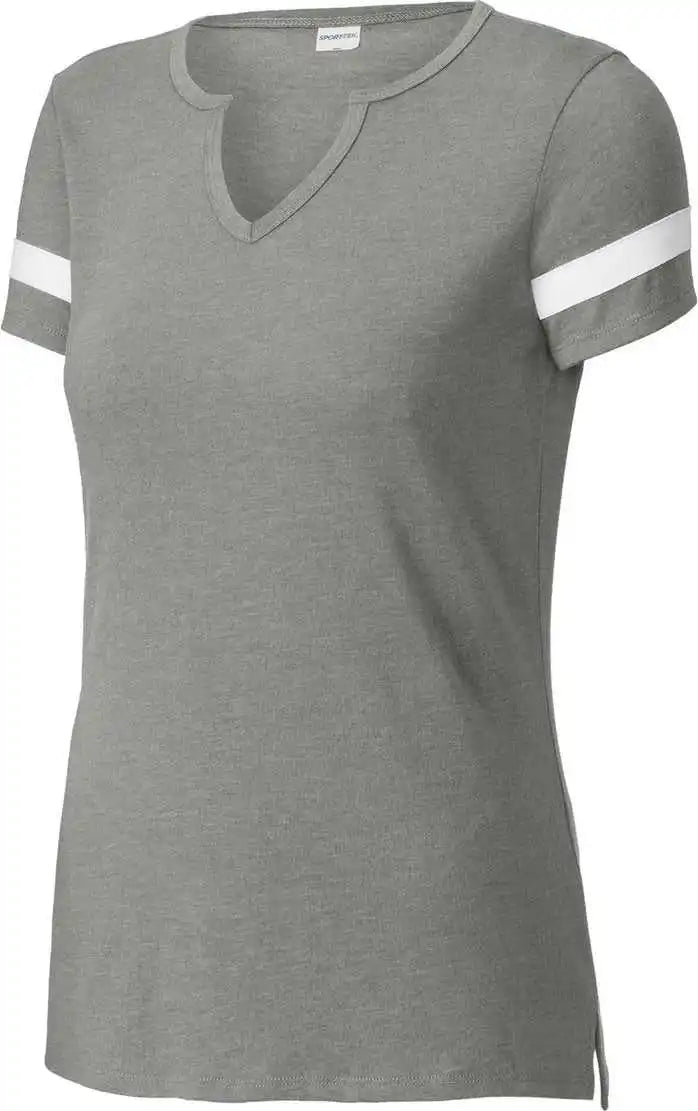 Sport-tek Lst6041 Ladies Halftime Notch Neck Tee - Vtgh/white