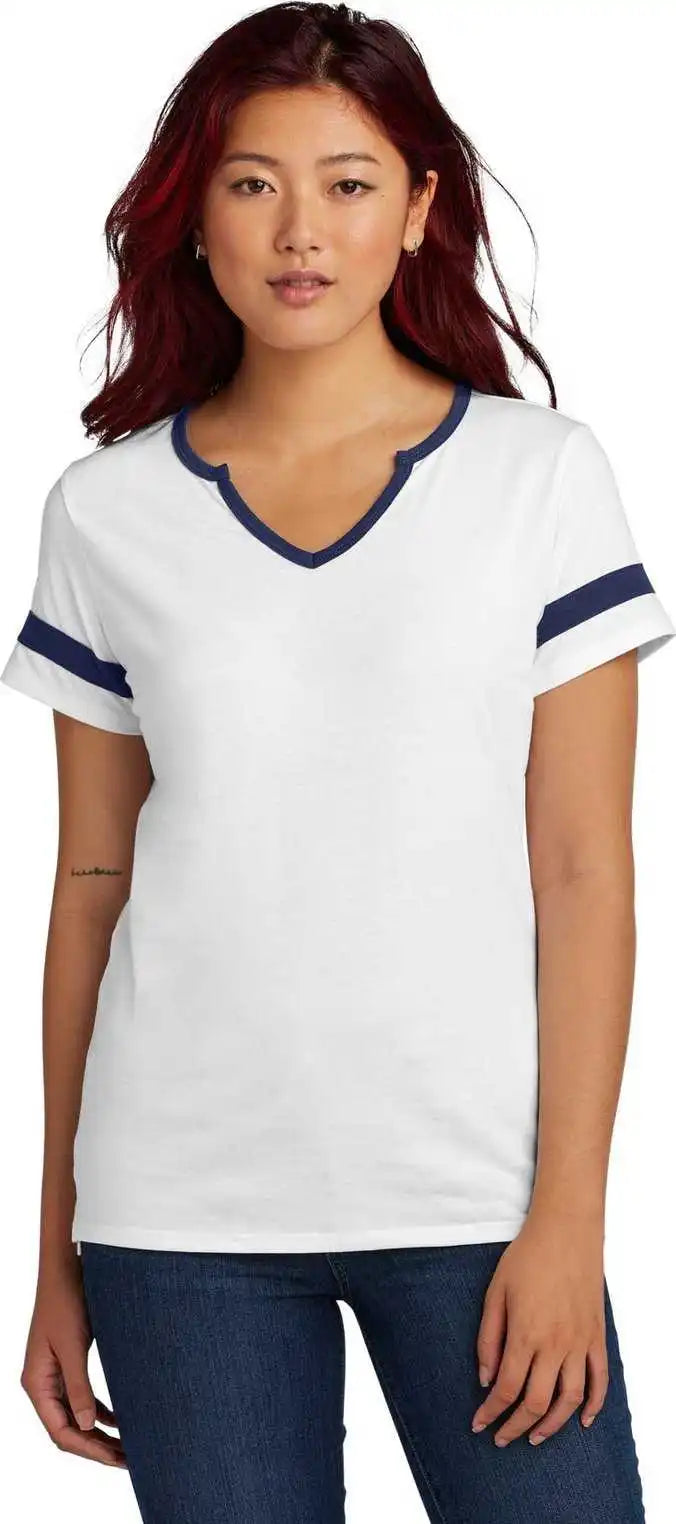 Sport Tek Lst6041 Ladies Halftime Notch Neck Tee White/trnv