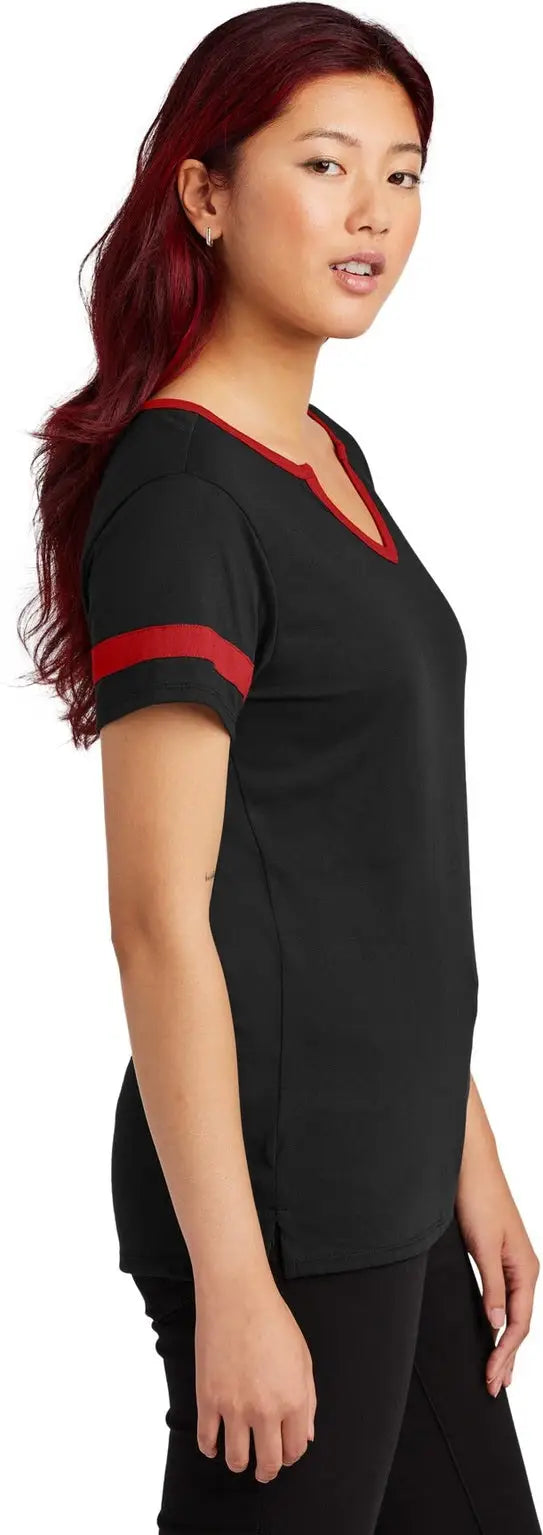 Sport-tek Lst6041 Women’s Halftime Notch Neck Tee - Black Deep Red