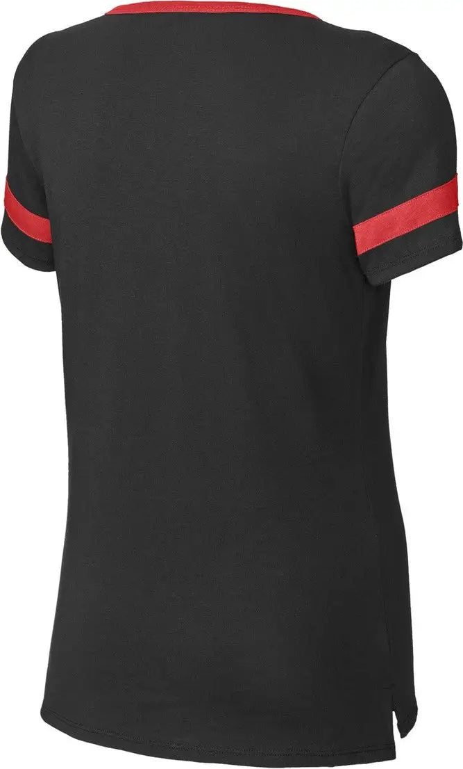 Sport-tek Lst6041 Women’s Halftime Notch Neck Tee - Black Deep Red