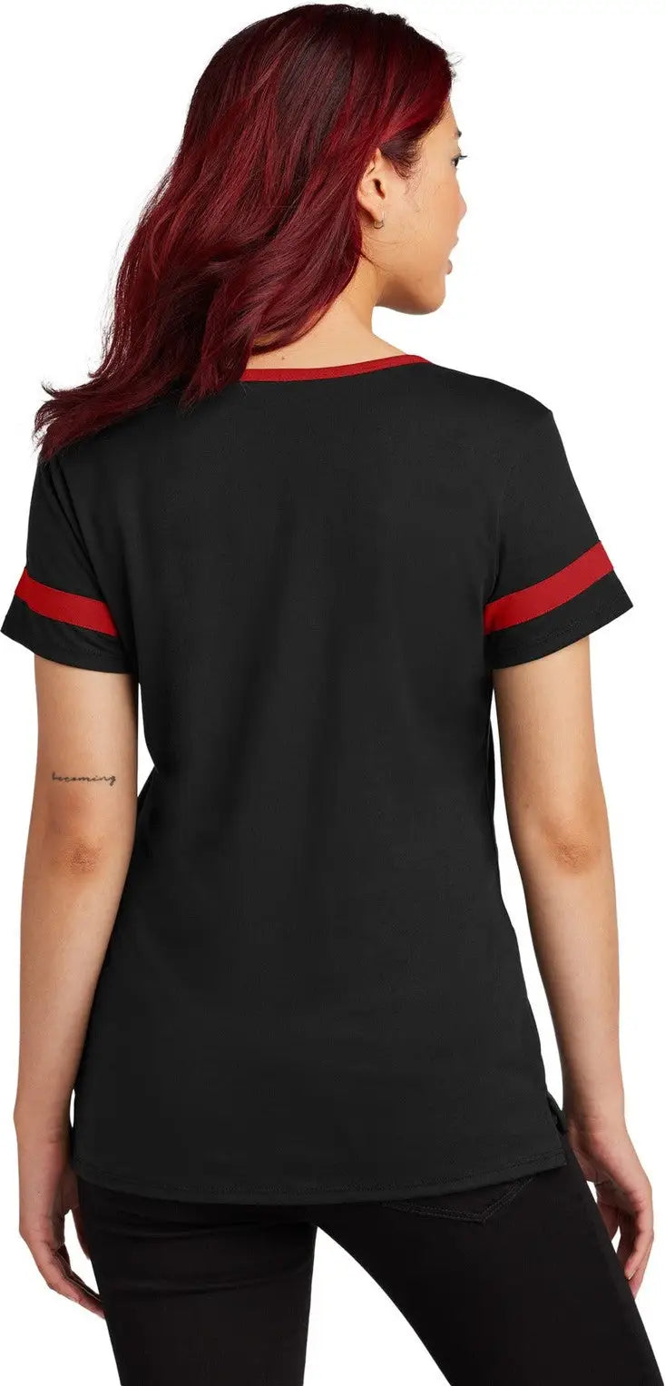 Sport-tek Lst6041 Women’s Halftime Notch Neck Tee - Black Deep Red