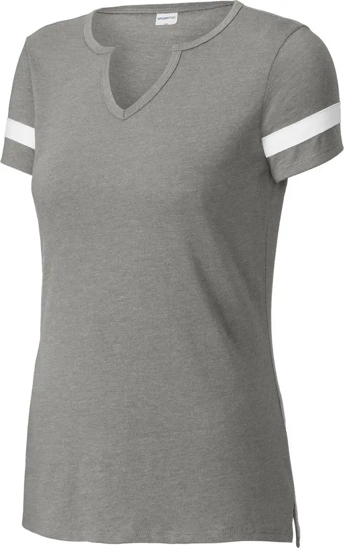 Sport-tek Lst6041 Women’s Halftime Notch Neck Tee - Vintage Heather White