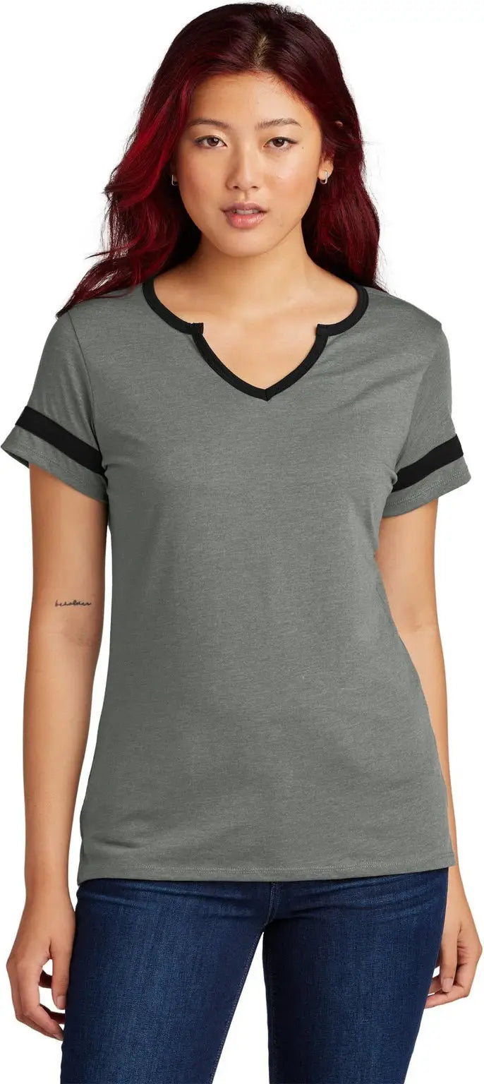 Sport-tek Lst6041 Women’s Halftime Notch Neck Tee - Vintage Heather Black - Heather/ / Ladies Xs