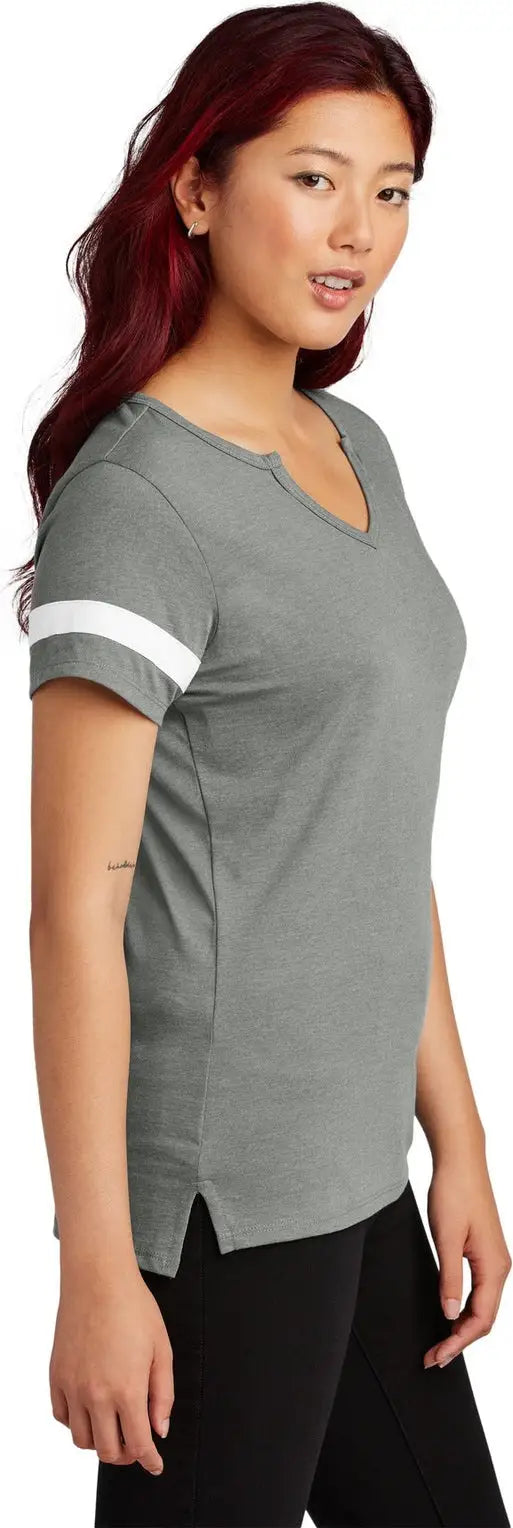 Sport-tek Lst6041 Women’s Halftime Notch Neck Tee - Vintage Heather White